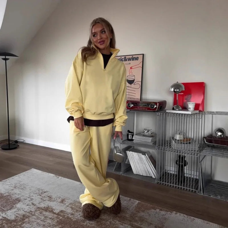 New Fashion Personality Street Sweater Trousers Casual Suit Oversize Pullover Sweatpants Two-piece High Street Trend Warm Coat