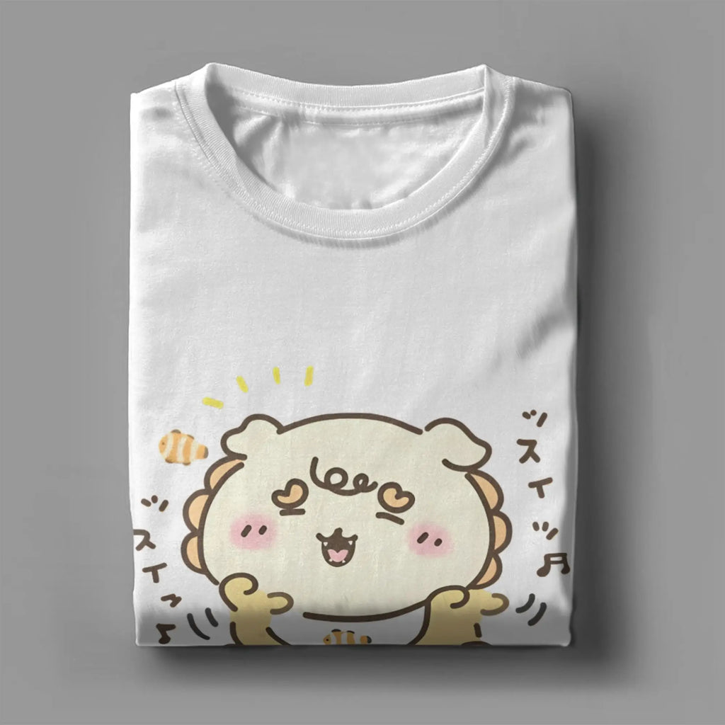 Streetwear T Shirt  Chiikawas Shisa Baby  100 Cotton T-Shirts  Trending Tshirt for Men's Summer Fun Loose Short Sleeve Top Tees