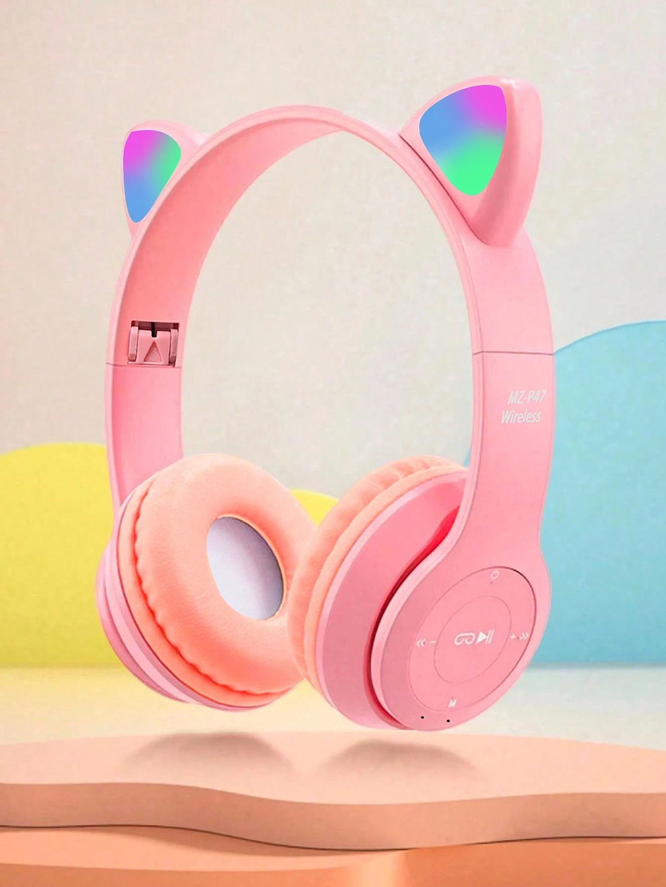 Headphones with wireless technology, Jerry chip, shining brightly, cat ears wireless headphones