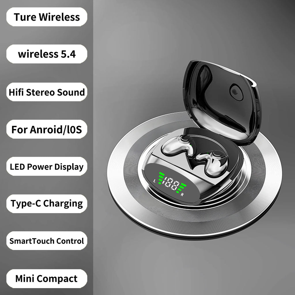 Waterproof Wireless Bluetooth 5.3 Headsets Mini headset Painless Call Noise Cancelling Thin Headphones Fit for Sleeping/Sports
