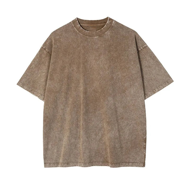 2026 Streetwear Washed Vintage T-Shirts Hip Hop Retro Punk T Shirt Women Tops Cotton Neutral Short Sleeve Acid Wash TShirts