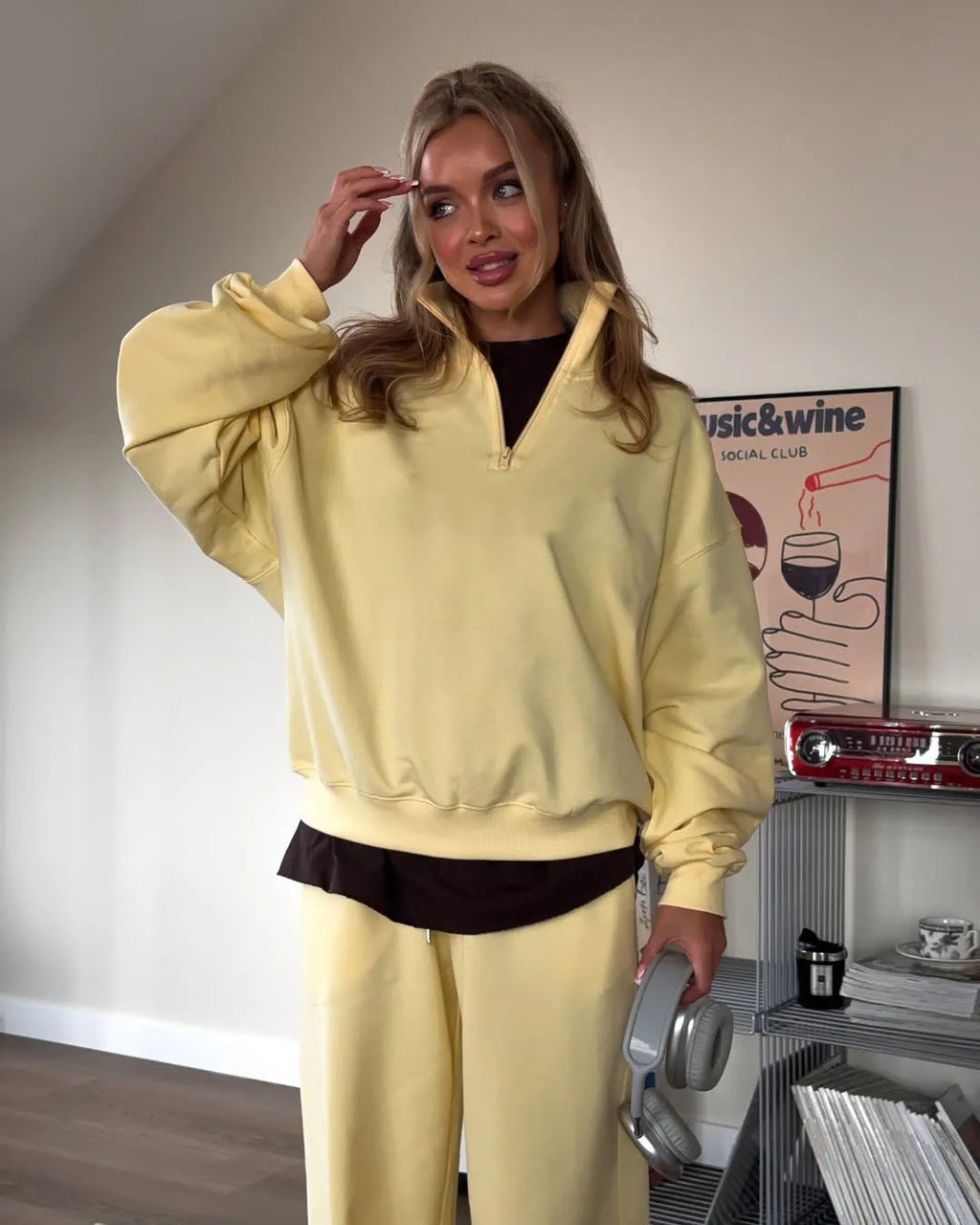 New Fashion Personality Street Sweater Trousers Casual Suit Oversize Pullover Sweatpants Two-piece High Street Trend Warm Coat