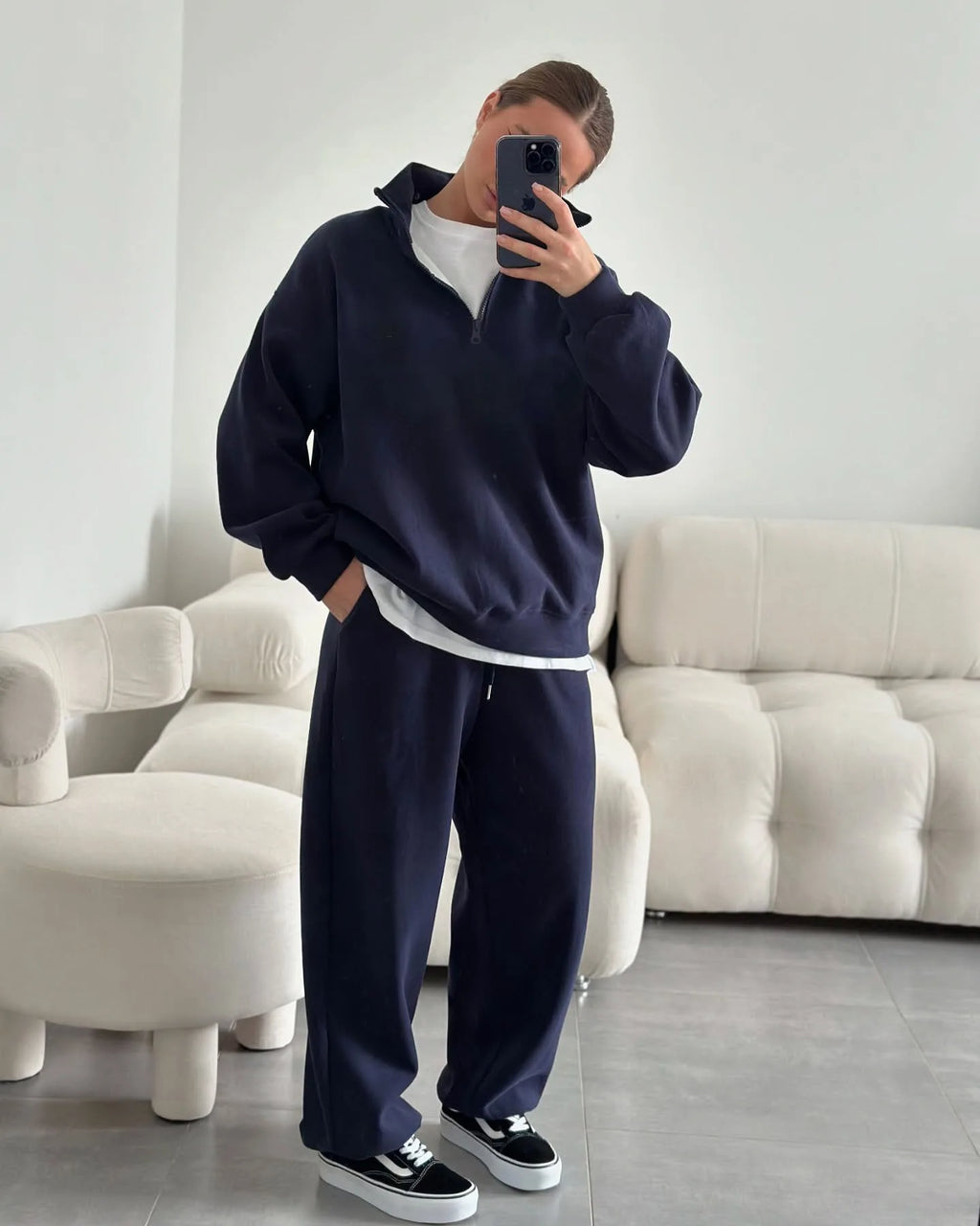 New Fashion Personality Street Sweater Trousers Casual Suit Oversize Pullover Sweatpants Two-piece High Street Trend Warm Coat