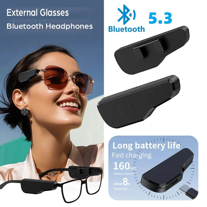 Wireless Headphones for External Glasses Headphones Bluetooth 5.3 Stereo Headset Noise Reduce Handsfree Call Touch Headset