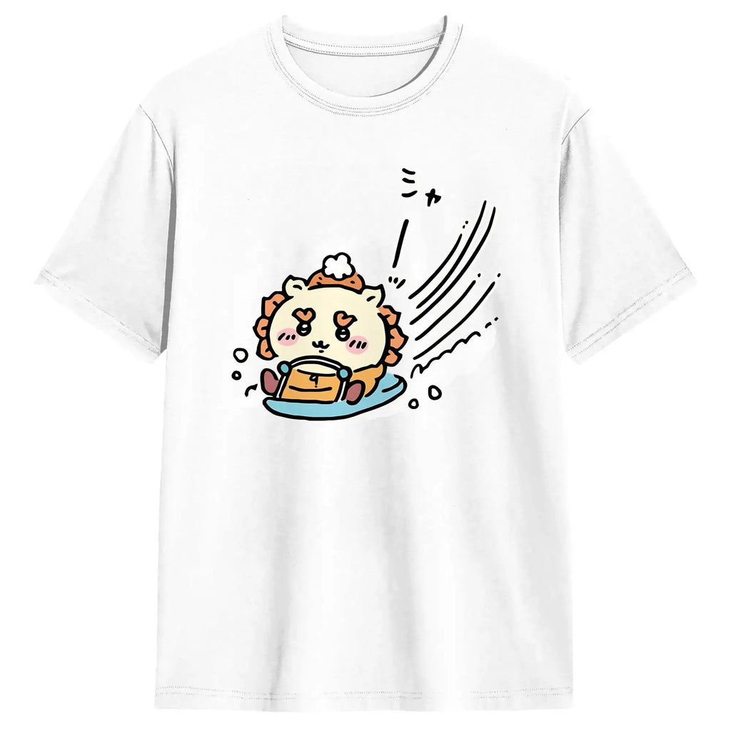 Streetwear T Shirt  Chiikawas Shisa Baby  100 Cotton T-Shirts  Trending Tshirt for Men's Summer Fun Loose Short Sleeve Top Tees