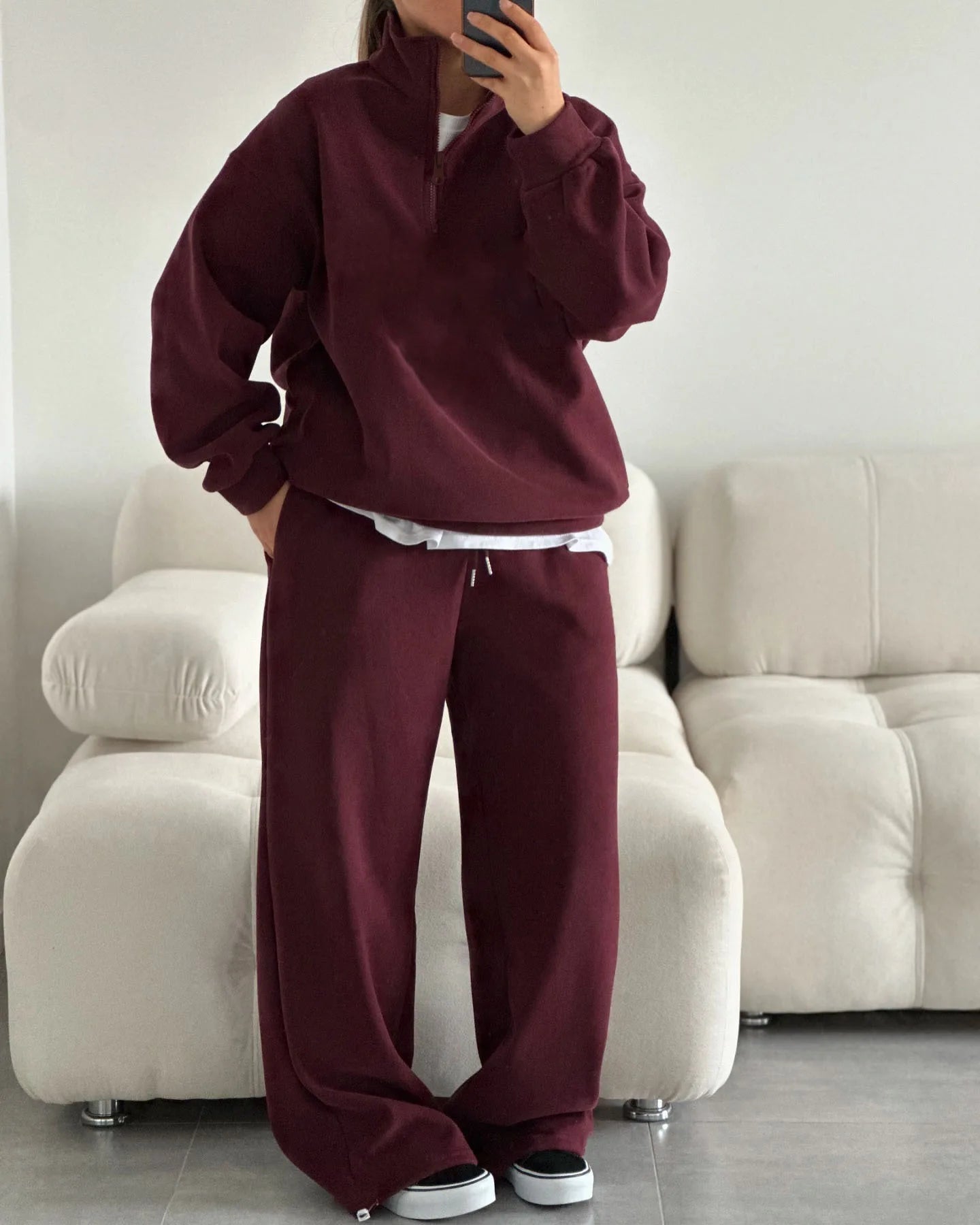 New Fashion Personality Street Sweater Trousers Casual Suit Oversize Pullover Sweatpants Two-piece High Street Trend Warm Coat
