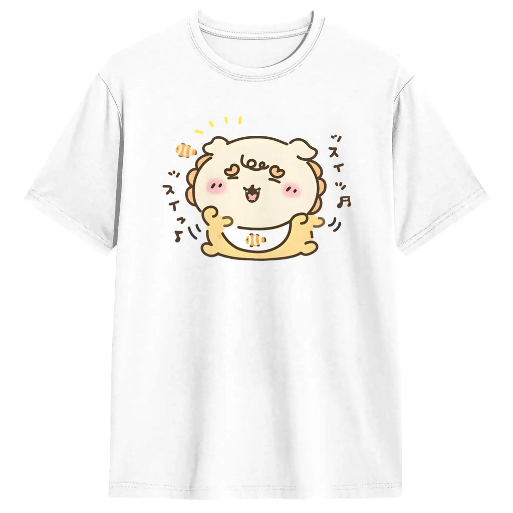Streetwear T Shirt  Chiikawas Shisa Baby  100 Cotton T-Shirts  Trending Tshirt for Men's Summer Fun Loose Short Sleeve Top Tees