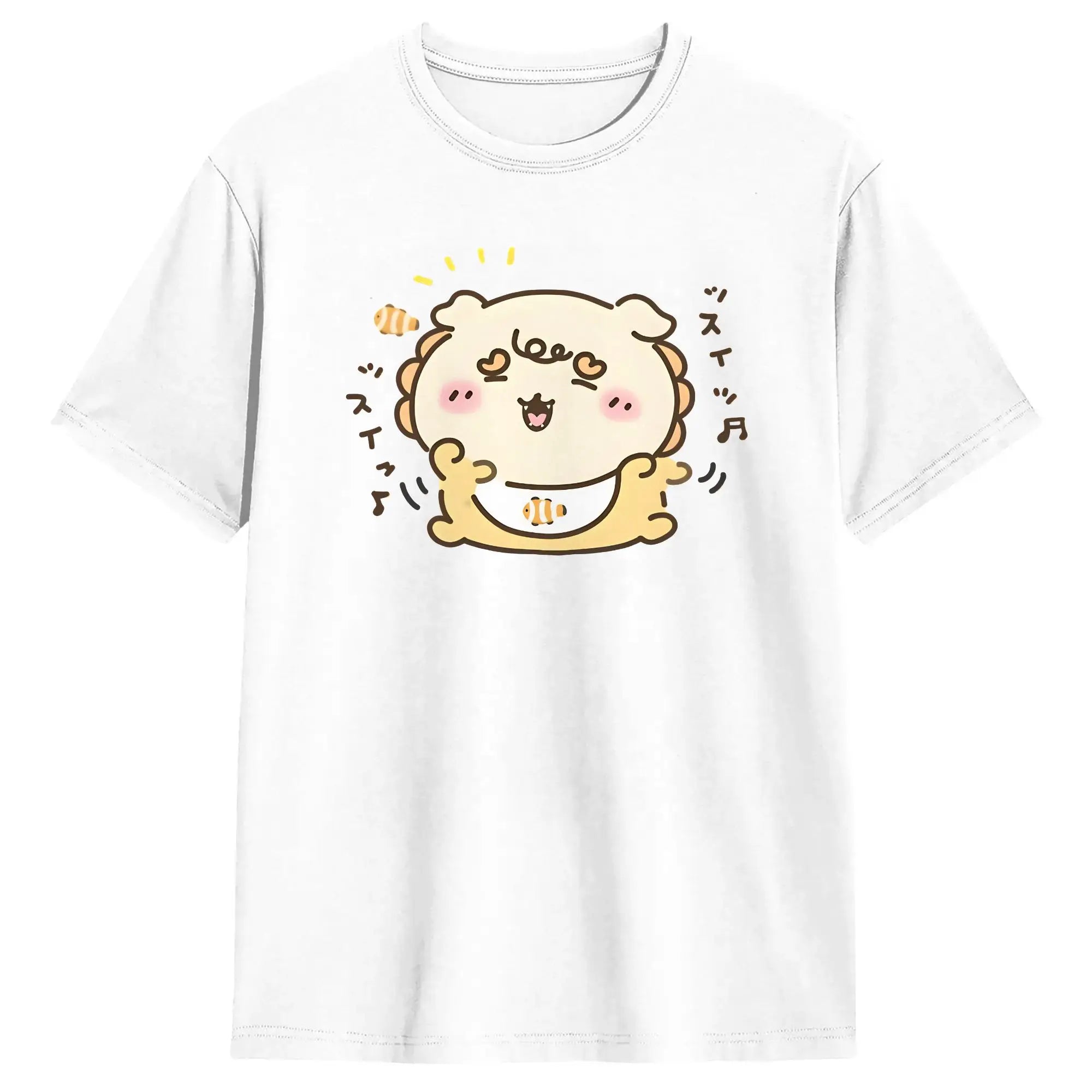 Streetwear T Shirt  Chiikawas Shisa Baby  100 Cotton T-Shirts  Trending Tshirt for Men's Summer Fun Loose Short Sleeve Top Tees