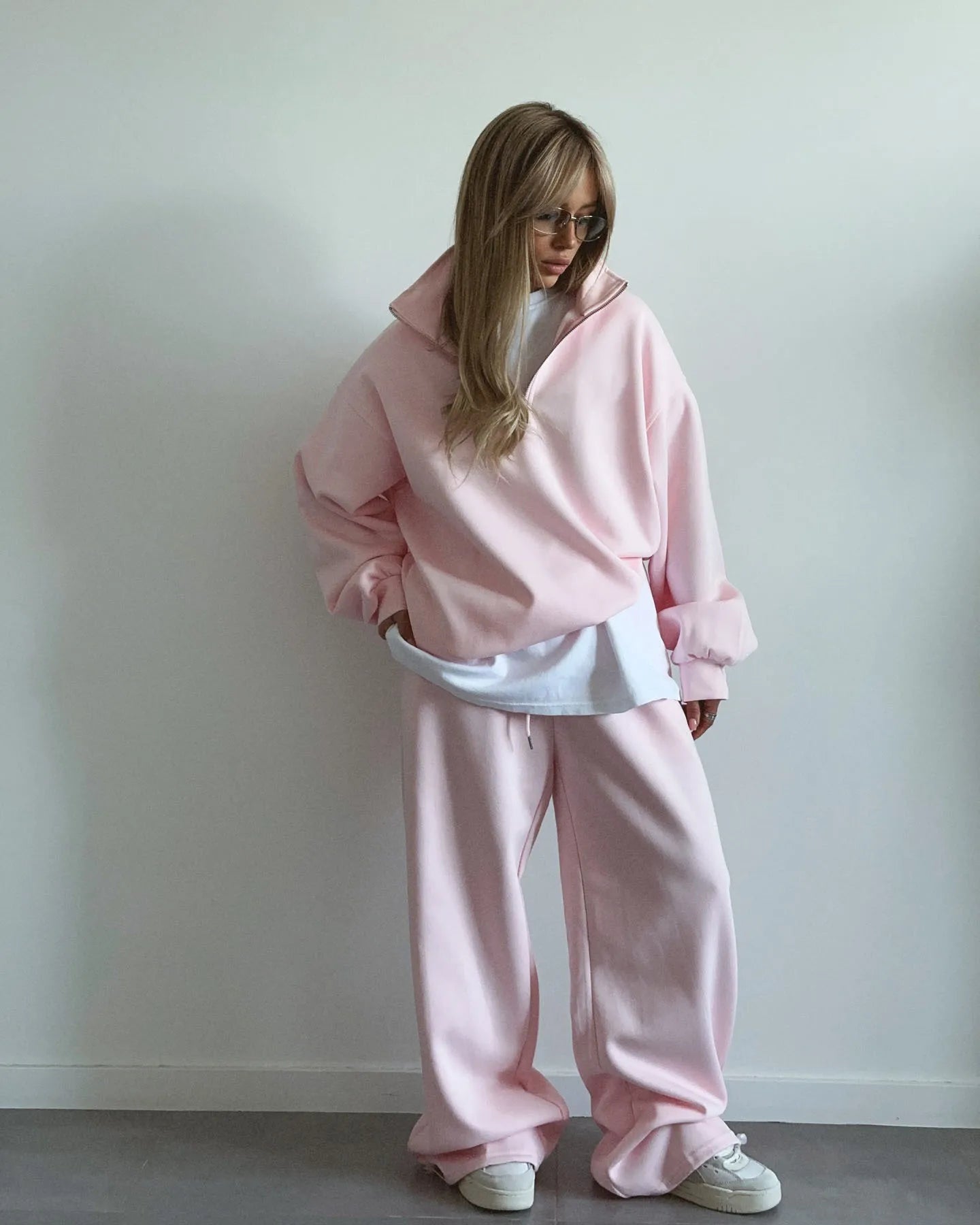 New Fashion Personality Street Sweater Trousers Casual Suit Oversize Pullover Sweatpants Two-piece High Street Trend Warm Coat