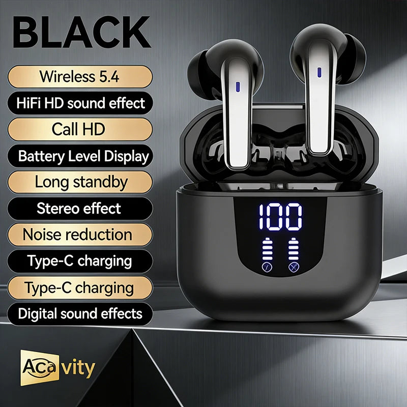 K06-Wireless headphones - HiFi stereo headphones with noise-cancelling microphone. Sports headphones with LED power display.