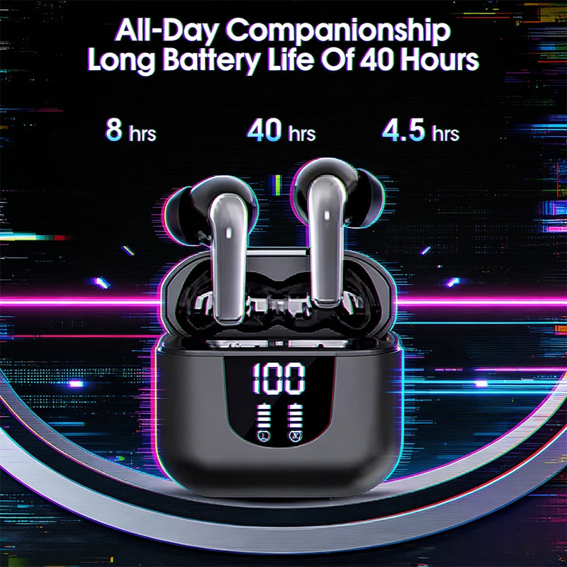 K06-Wireless headphones - HiFi stereo headphones with noise-cancelling microphone. Sports headphones with LED power display.